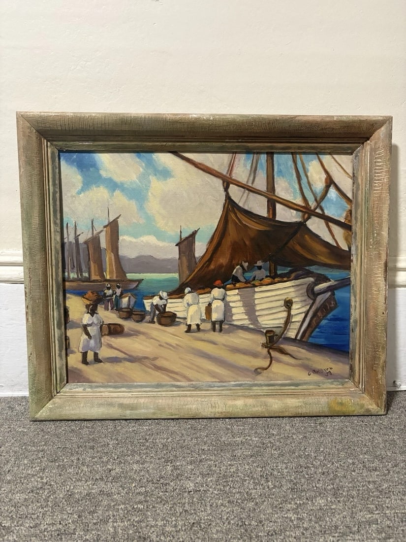 Genevieve Brown 1953 Oil On Board Bahamas Painting (1 of 6)