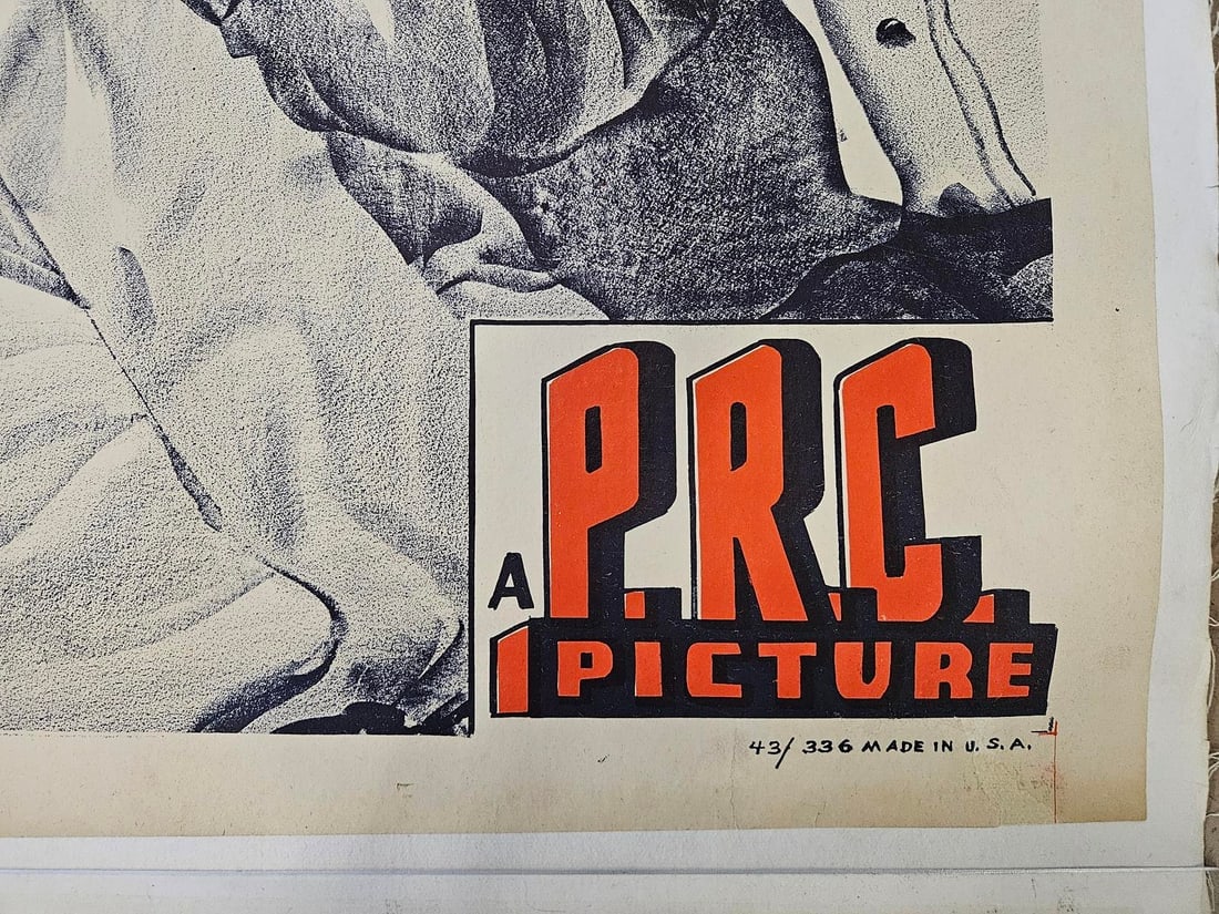 6.5 foot 1948 Lithograph Movie Poster TRAIL OF TERROR Mounted on Linen - 5