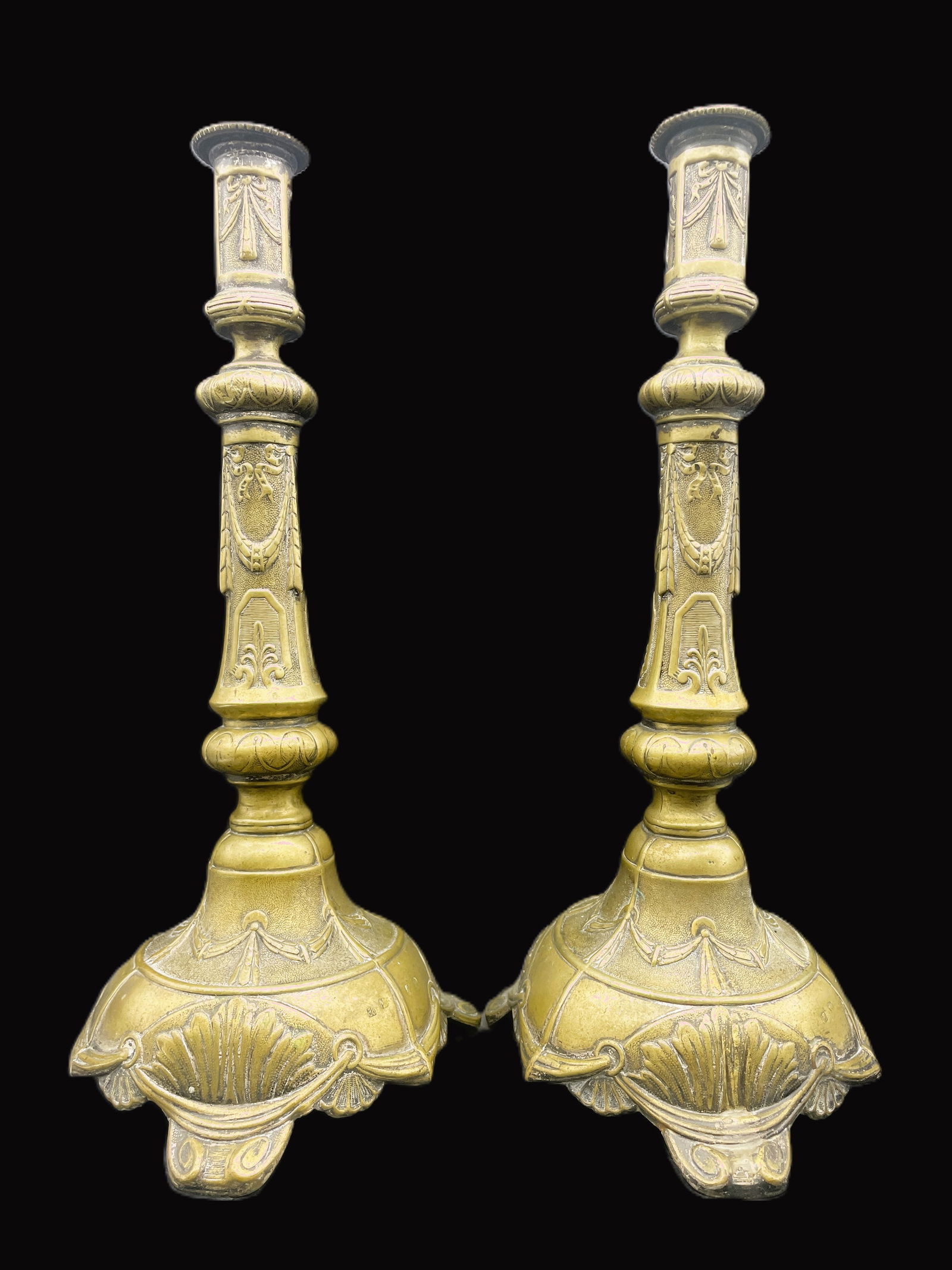 Beautiful Pair of Antique Ornate Brass Candlesticks Renaissance (1 of 7)