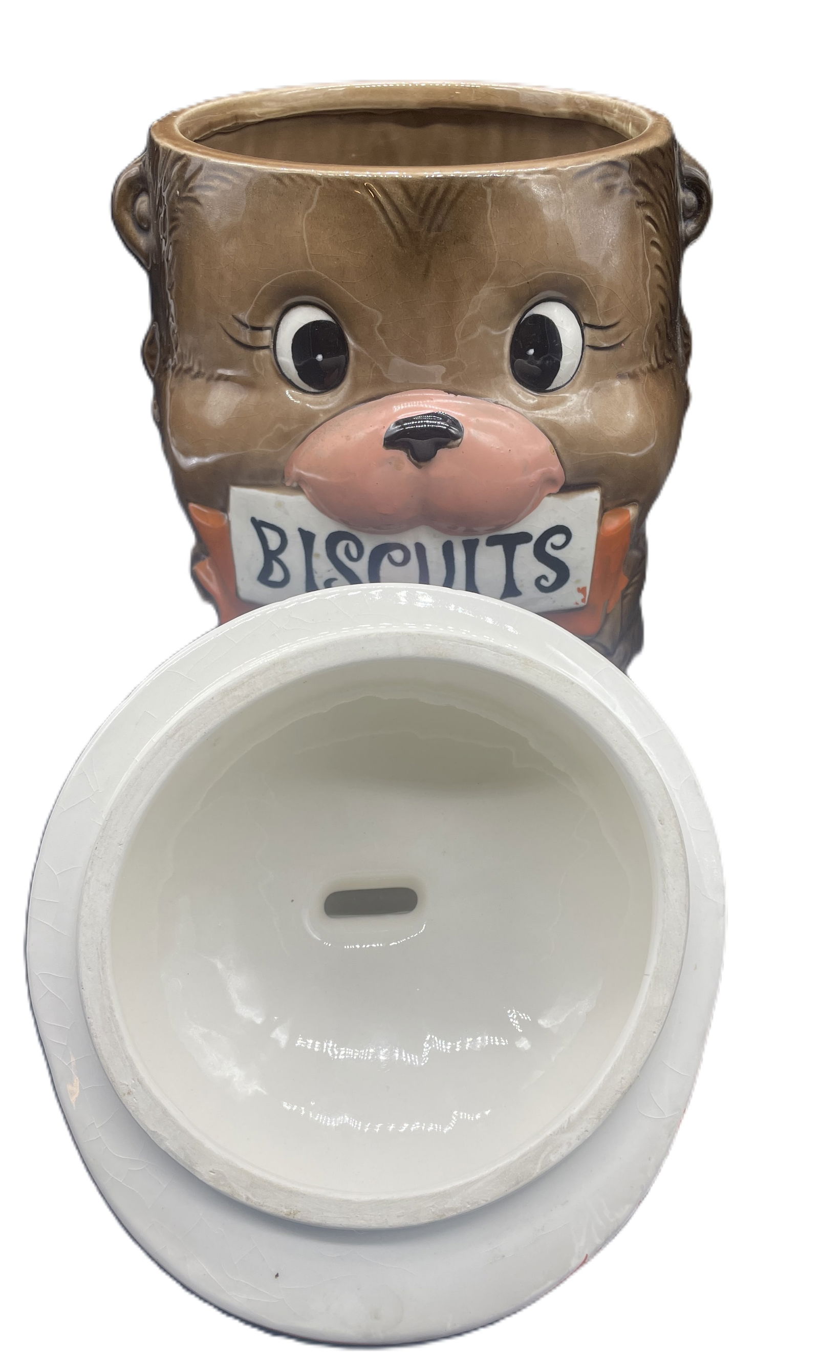 1950's MADE IN JAPAN Bear And Cub "BISCUITS" Vintage Cookie Jar - 6