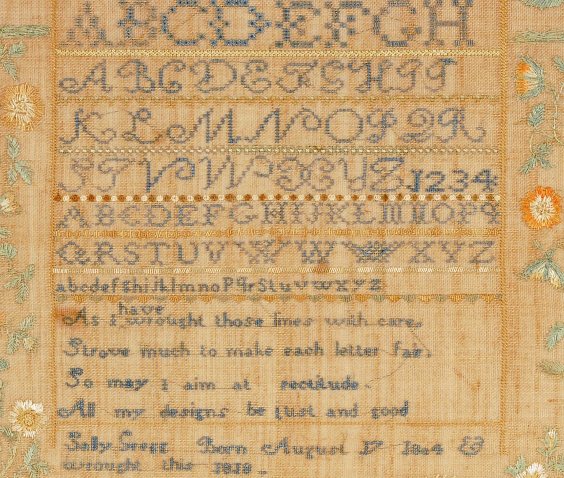 NEW HAMPSHIRE SAMPLER BY SALLY GREGG DATED 1818 - 3