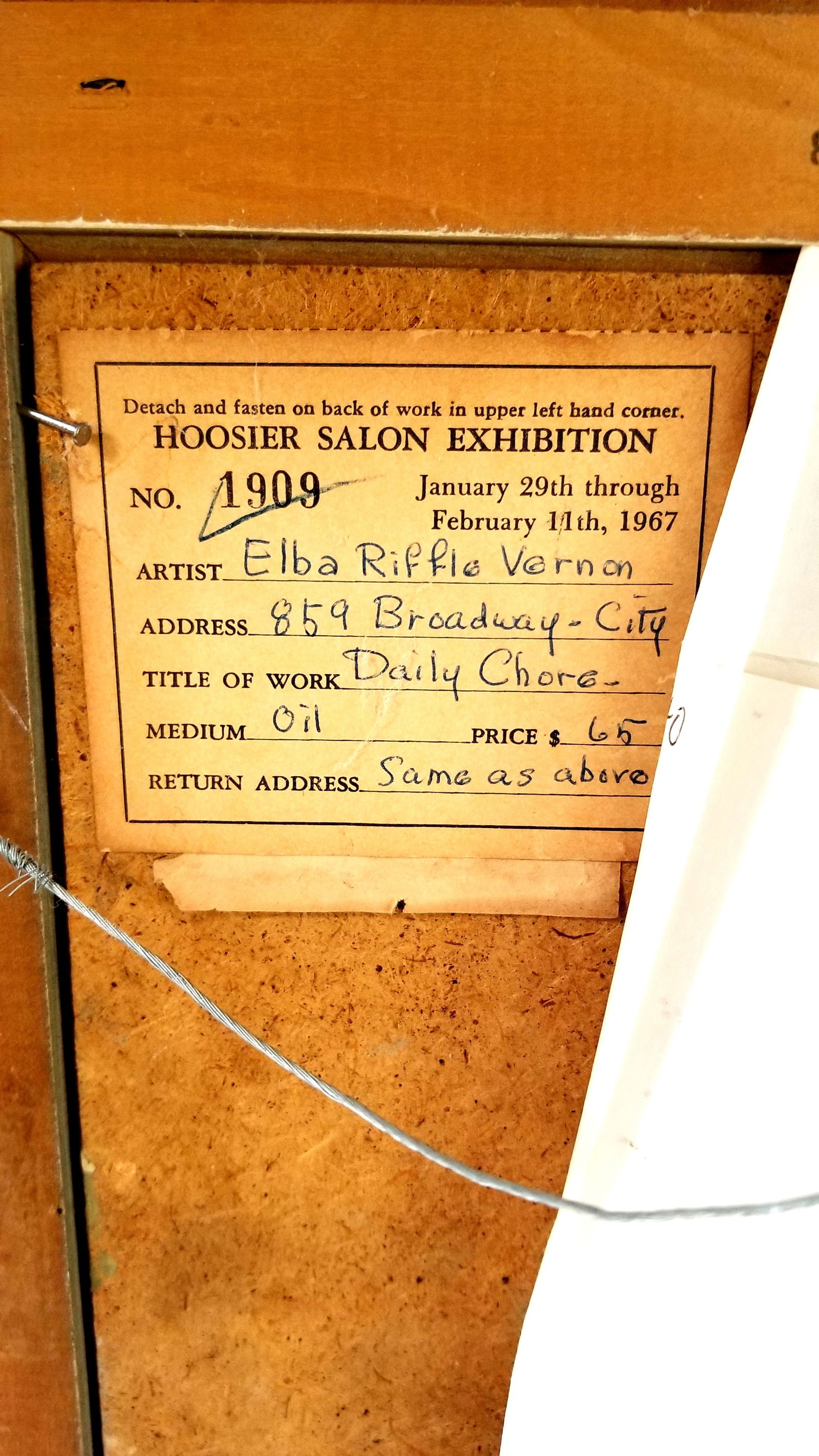 Oil on board, Elba Riffle Vernon - 2