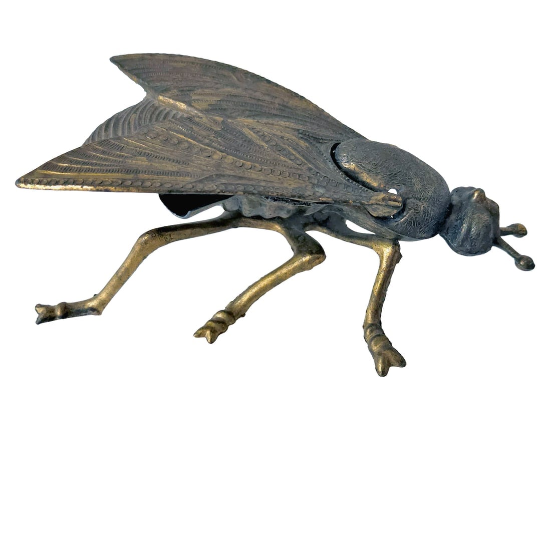 Vintage brass and cast-iron fly ashtrays trinket match boxes. - 3