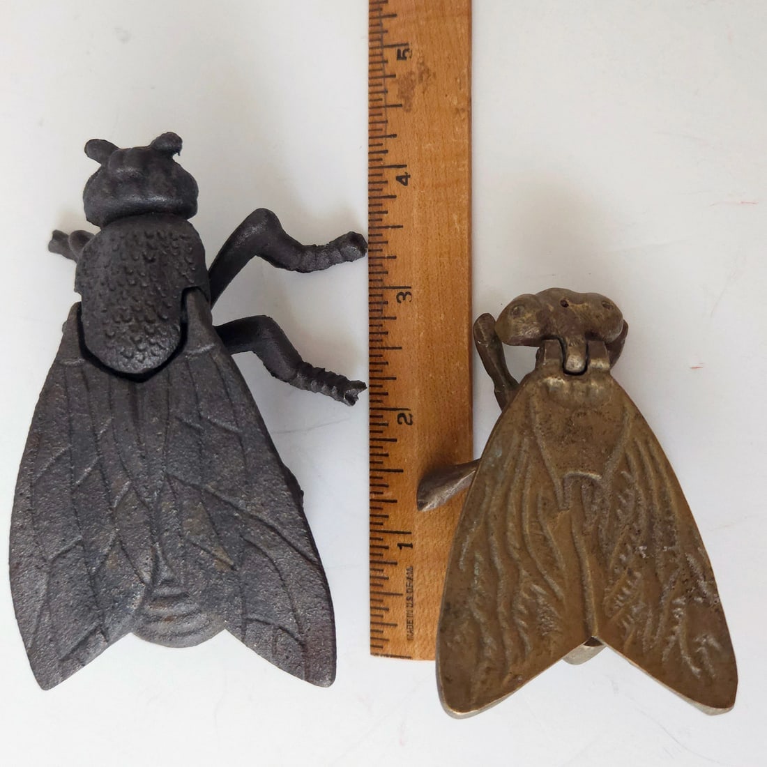 Vintage brass and cast-iron fly ashtrays trinket match boxes. - 9