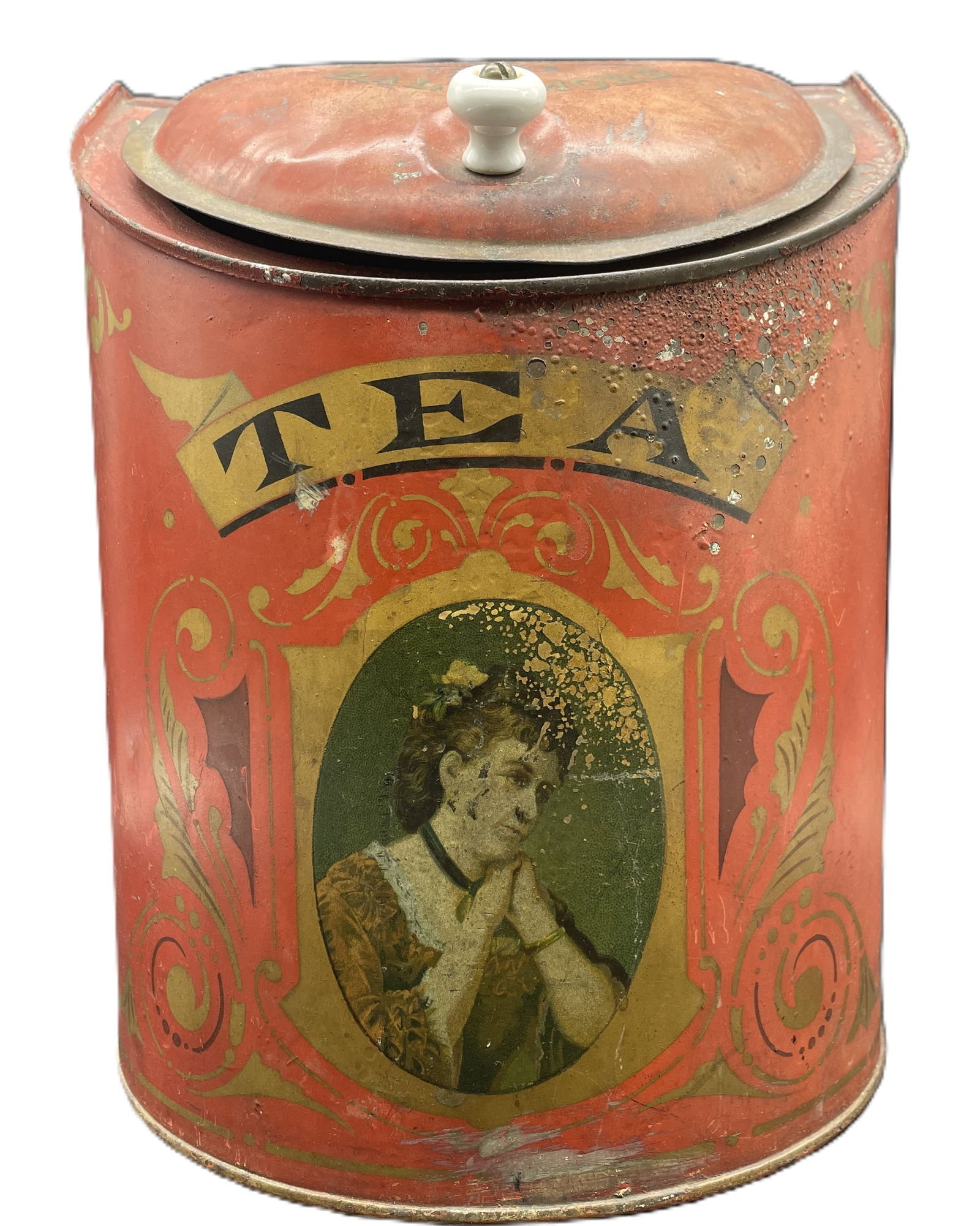 ANTIQUE COFFEE TEA DISPENSER BIN TIN GENERAL STORE DISPLAY - CD KENNY BALTIMORE - 8