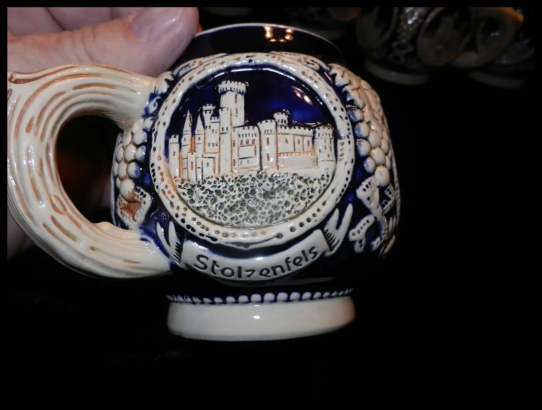 Vintage Marzi & Remy German Stoneware Tureen / Punch Bowl –20 Cups and Glass Ladle - 9