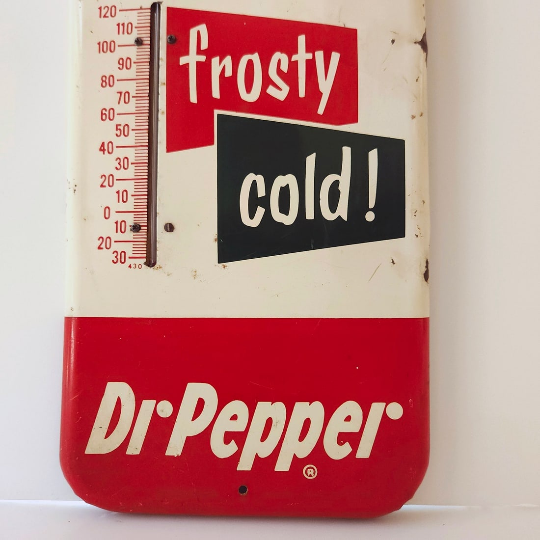 1950’s Dr Pepper 10 2 4 Frosty Cold Metal Thermometer Sign - 2
