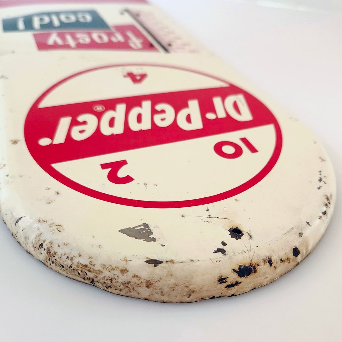 1950’s Dr Pepper 10 2 4 Frosty Cold Metal Thermometer Sign - 8