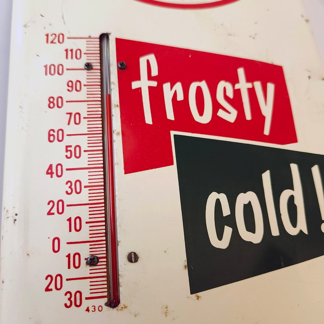 1950’s Dr Pepper 10 2 4 Frosty Cold Metal Thermometer Sign - 9