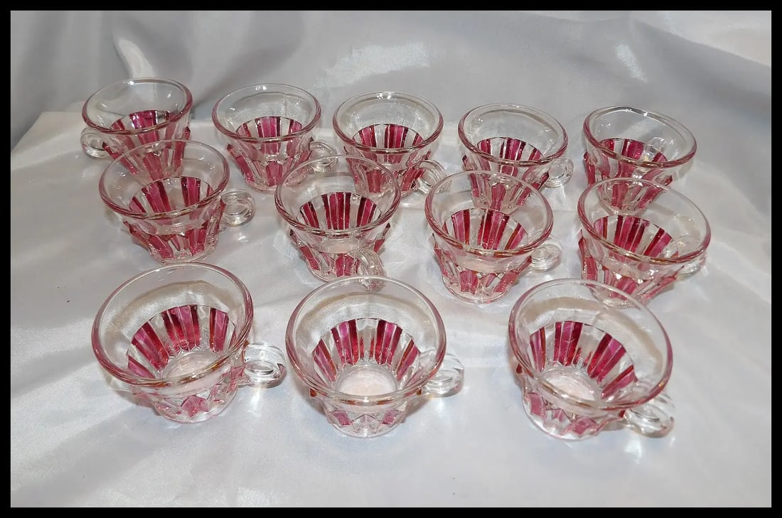 Rare 1940s Punch Bowl 1005 Ruby Flash by INDIANA GLASS - 3