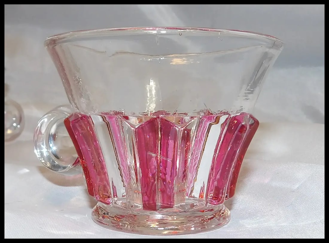 Rare 1940s Punch Bowl 1005 Ruby Flash by INDIANA GLASS - 7