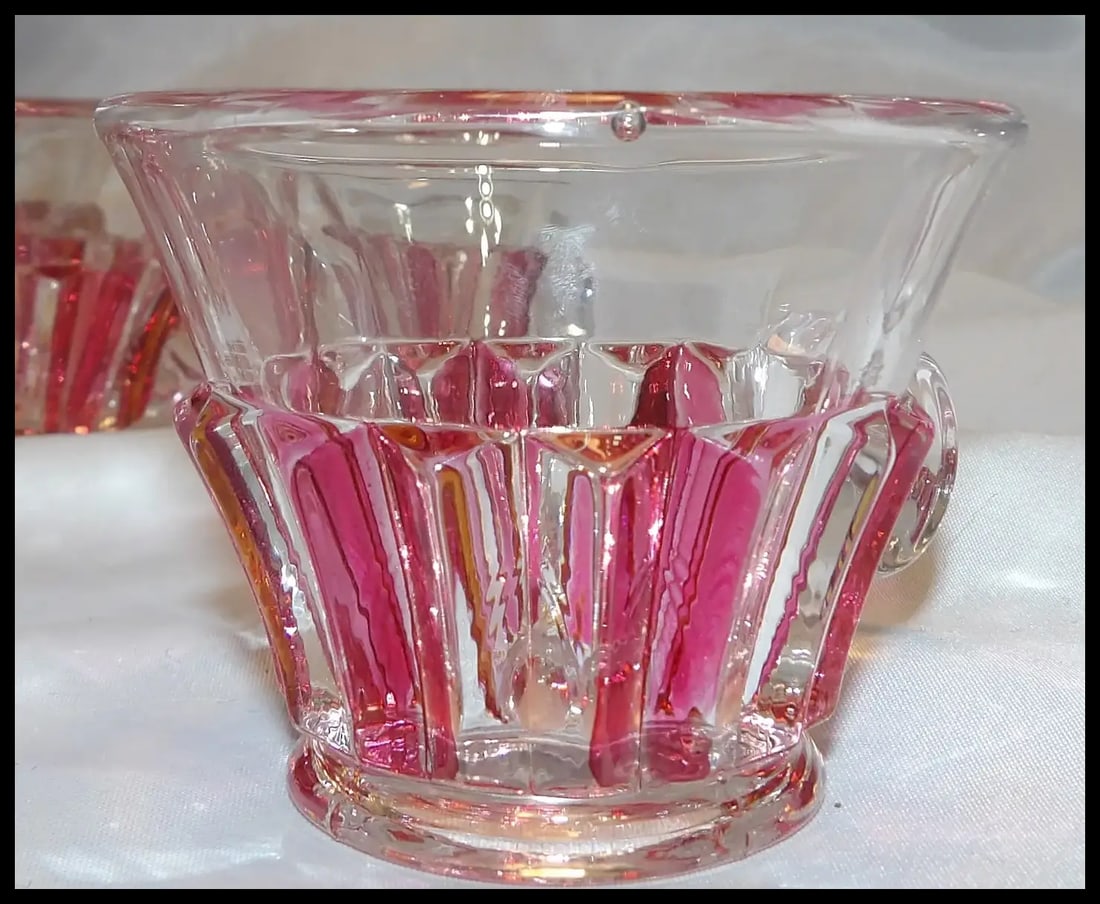 Rare 1940s Punch Bowl 1005 Ruby Flash by INDIANA GLASS - 9