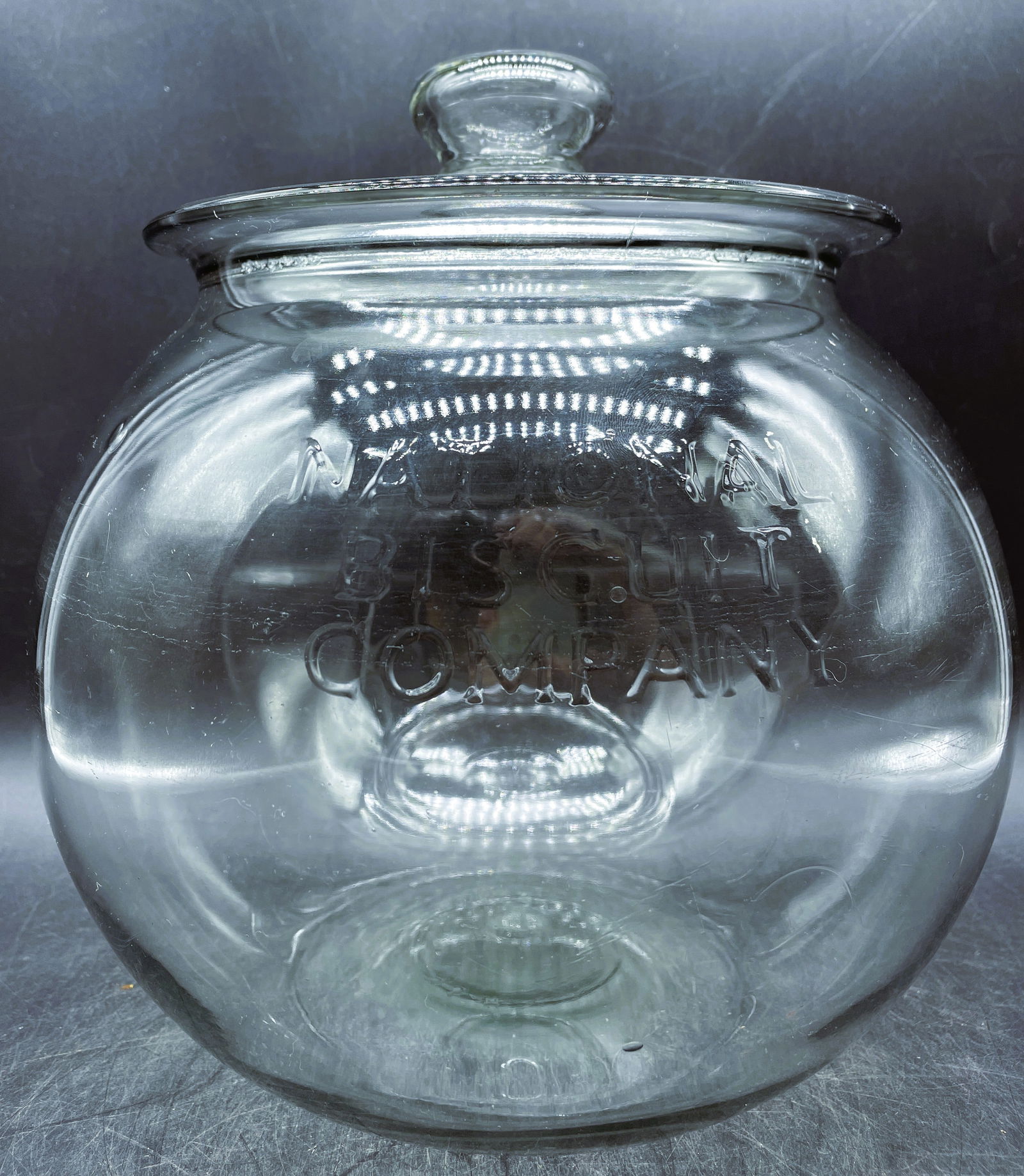 ANTIQUE PRIMITIVE NATIONAL BISCUIT CO. USA GLASS JAR COUNTRY STORE CANDY HOLDER - 4