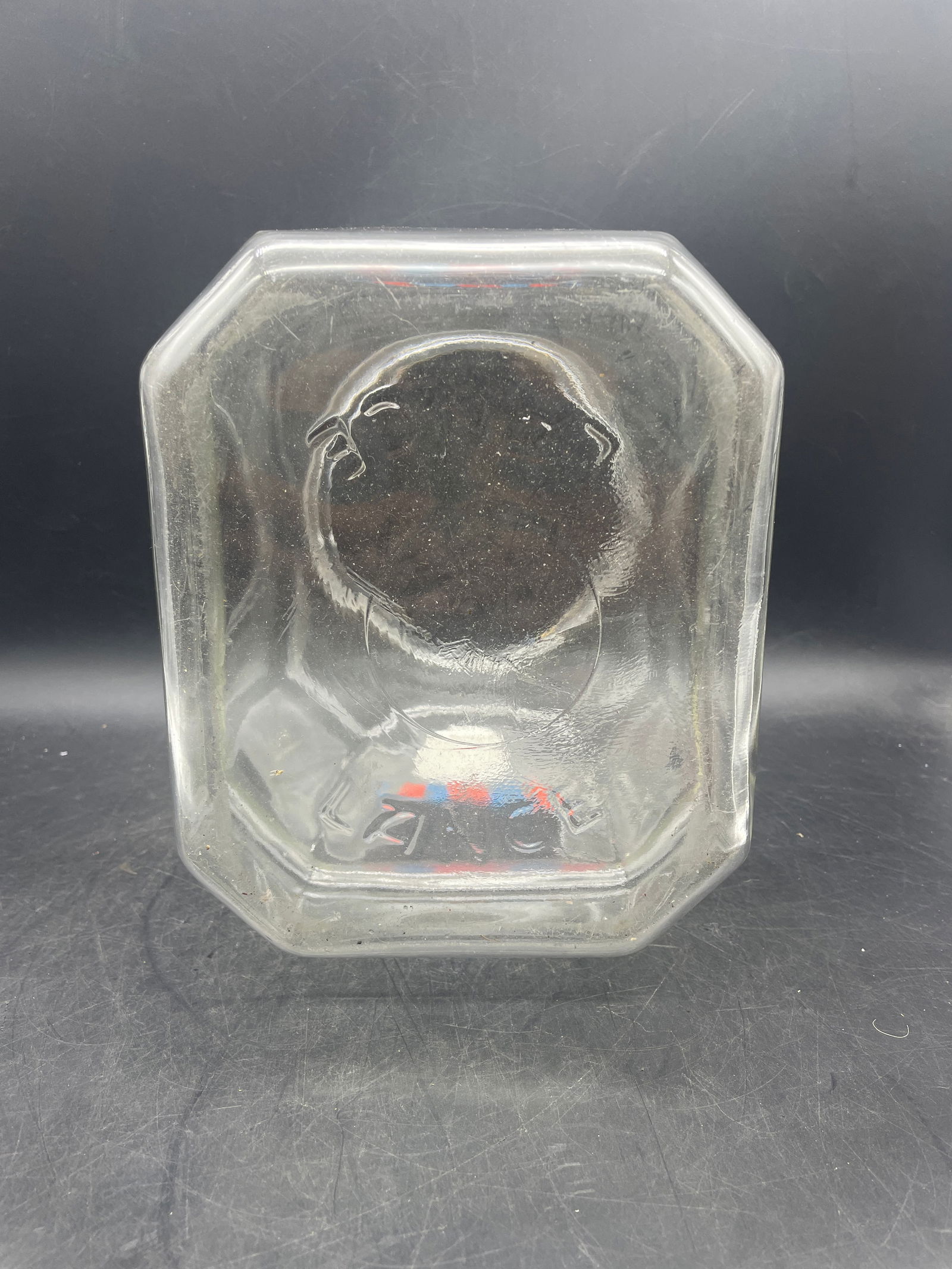 Vintage 8-Sided Lance Glass Display Counter Cookie Cracker Jar w/ Red Metal Lid - 8