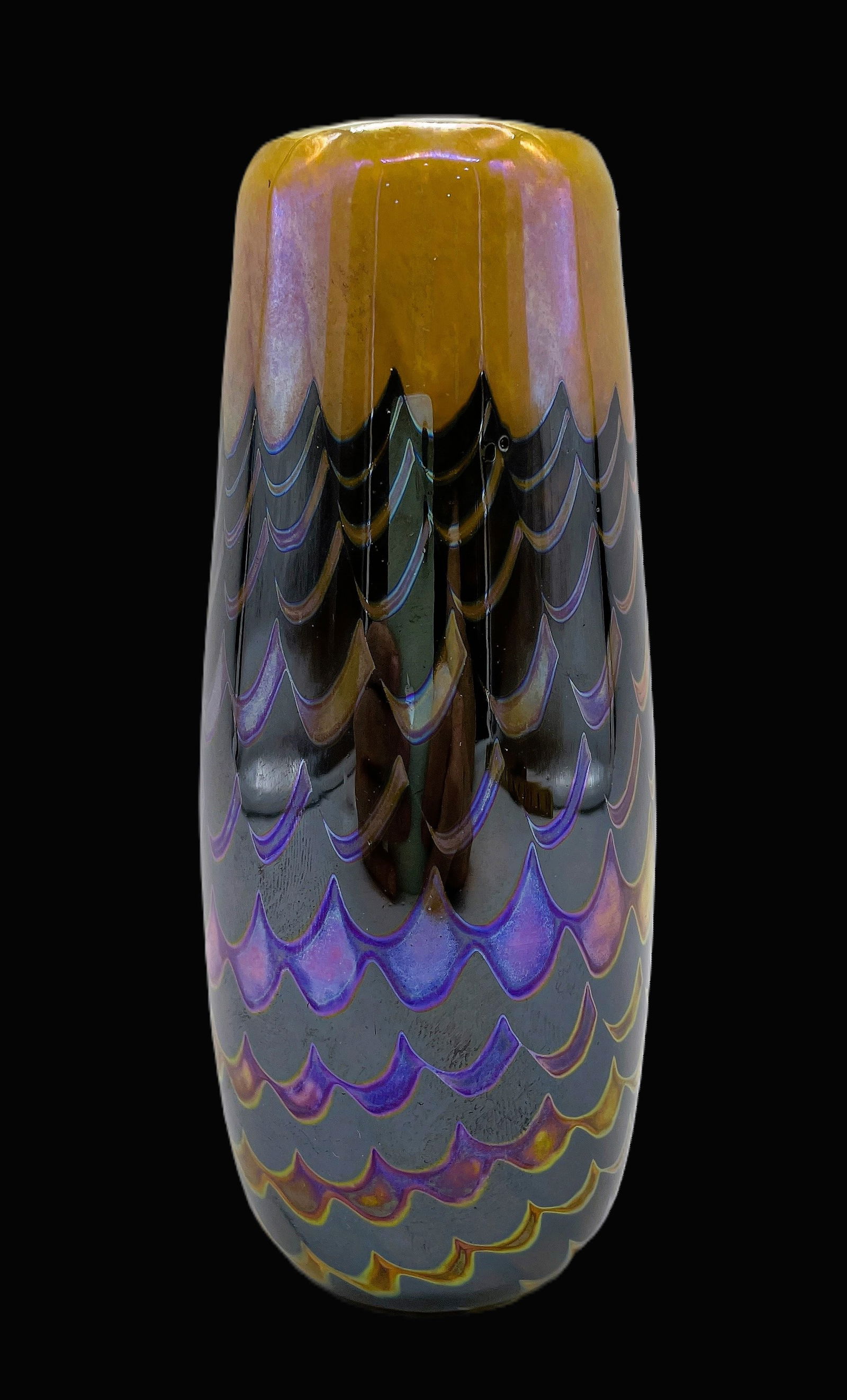 1988 FELLER STUDIOS STUDIO ART GLASS VASE ARTIST SIGNED HAND BLOWN BEAUTIFUL - 2