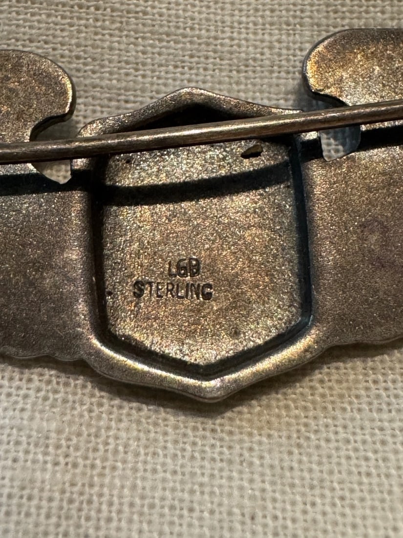 Original Sterling 925 WWII US Army Air Force Pilot Aviator Wings Pin LGB - 5