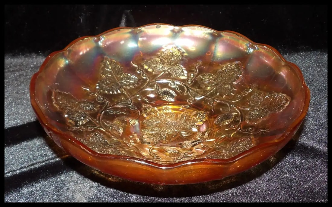 Rare Millersburg 8 ¼” Footed Strawberry Wreath Marigold Bowl - 2