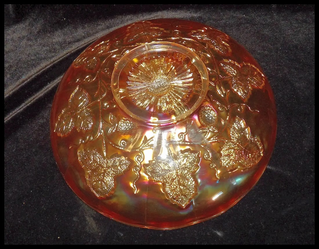 Rare Millersburg 8 ¼” Footed Strawberry Wreath Marigold Bowl - 7