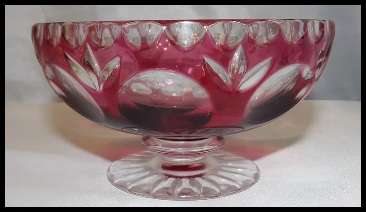 Bleikristall Cranberry Candy Bowl with Murano Glass Candies - 5
