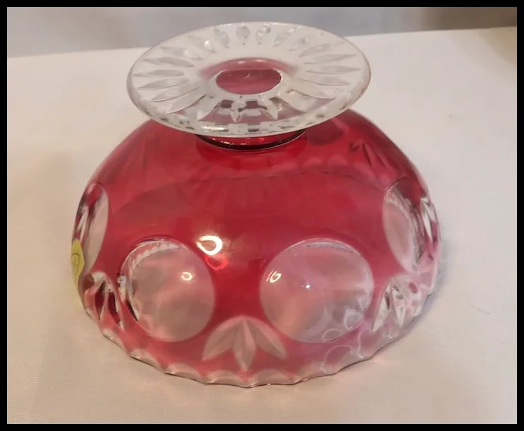 Bleikristall Cranberry Candy Bowl with Murano Glass Candies - 6