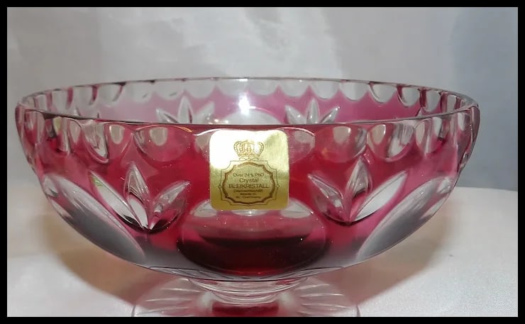 Bleikristall Cranberry Candy Bowl with Murano Glass Candies - 8