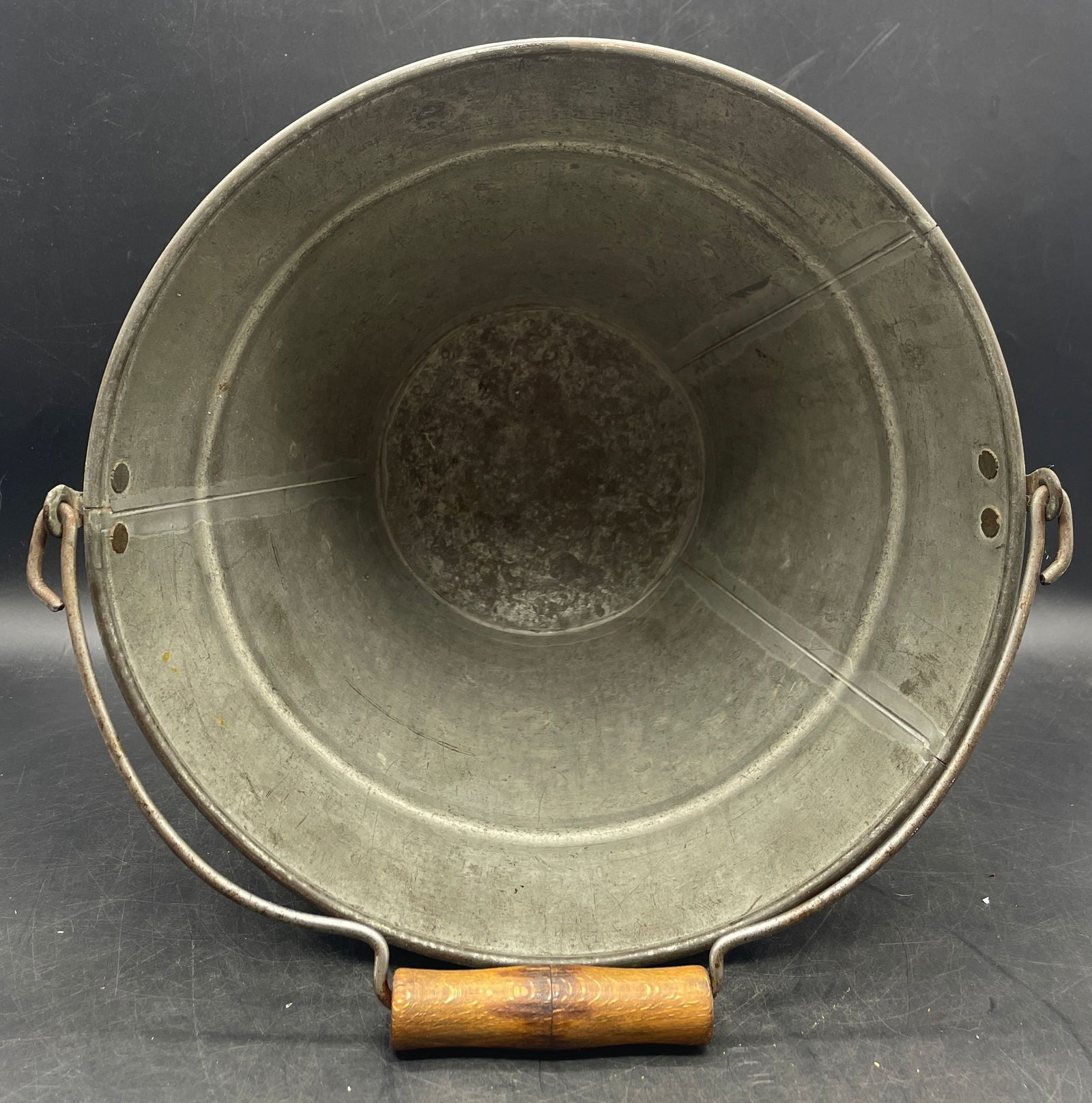 Antique Primitive Farmhouse Bucket Soldered Sheet Metal - 7