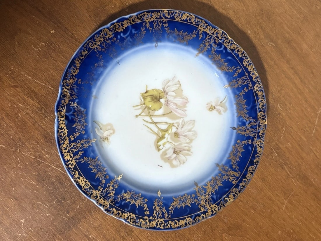 5 Flow Blue Floral 7 5/8” Plates - 6