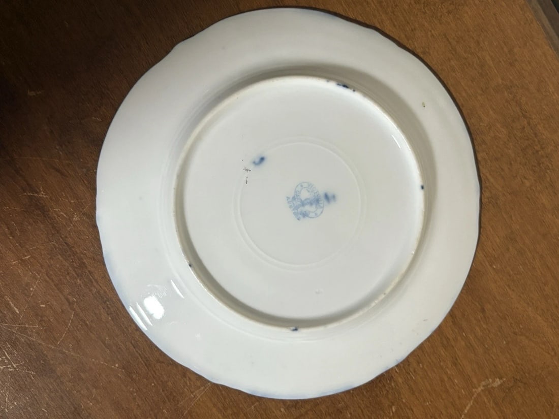 5 Flow Blue Floral 7 5/8” Plates - 7