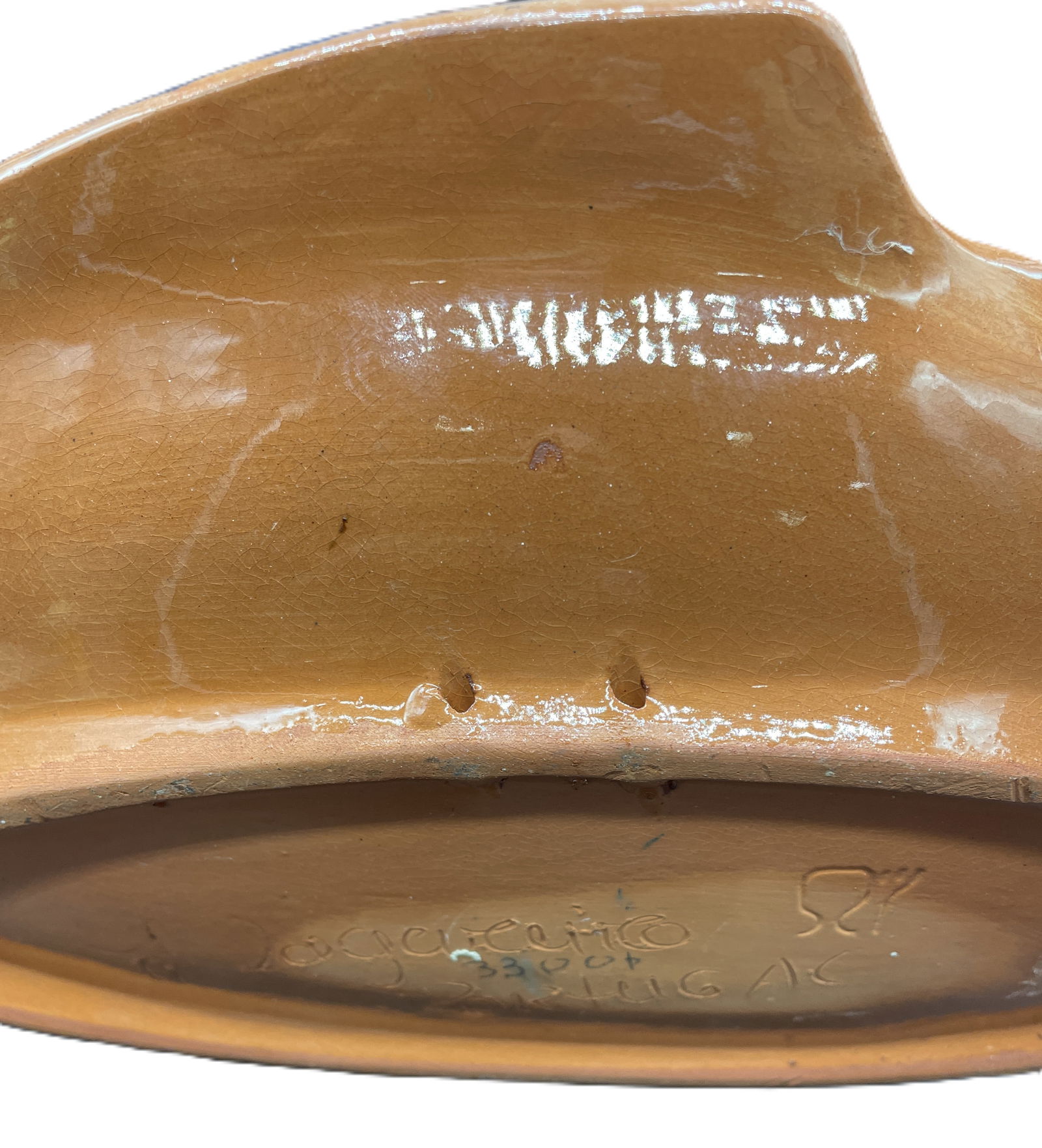 VTG Handpainted White & Blue Fish Platter Portugal Signed - 4