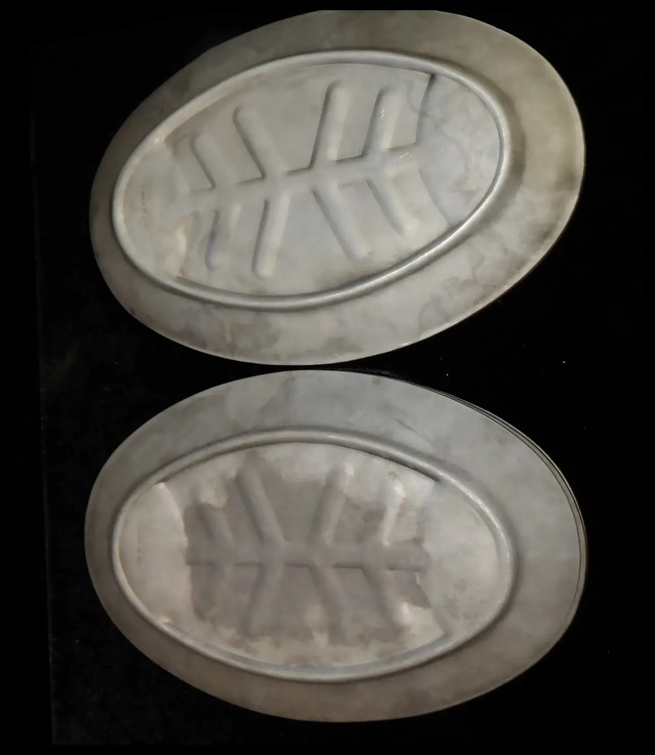 Vintage Aluminum Sizzle Steak/ Enchilada Platters with Wood Carrying Base Made in Taiwan Republic of - 3