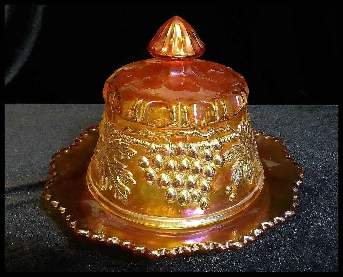 Antique Northwood Grape and Cable Butter Dish - 2