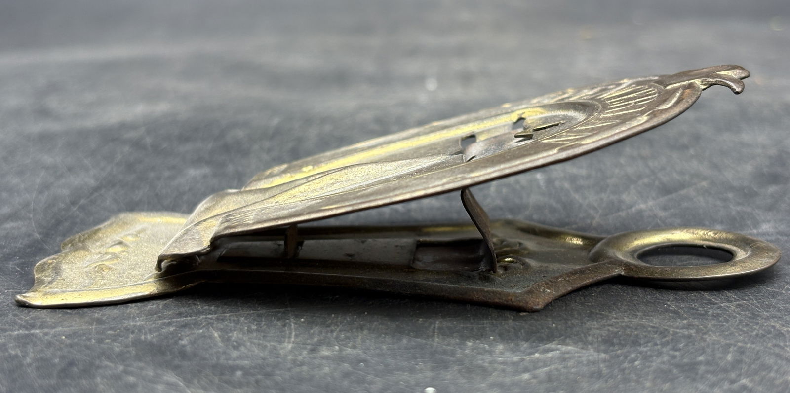 Vintage Brass Die Cut ADVERTISING SPENCERIAN PENS Paper Desk Clip - 6