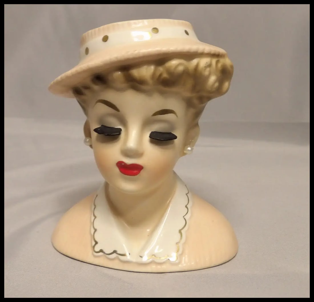Vintage 1963 Inarco Lady Head Vase - 2