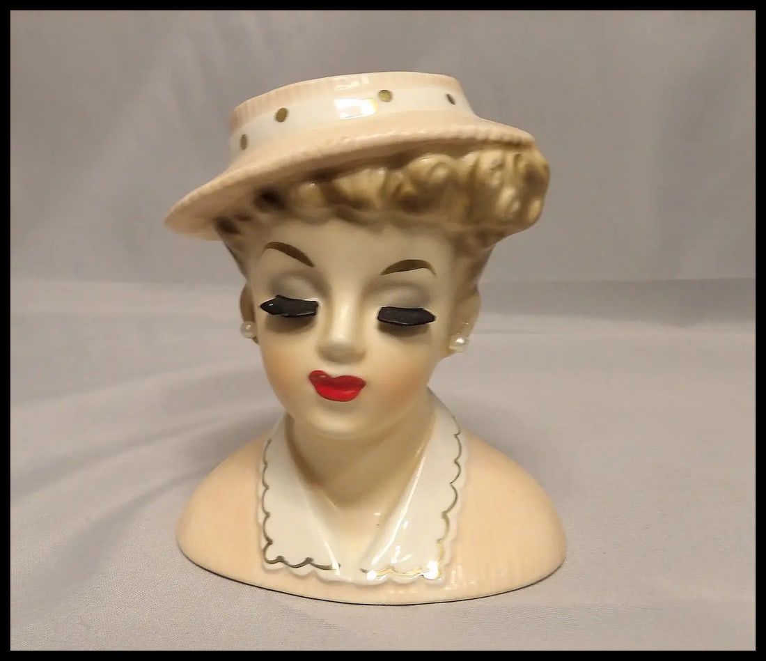 Vintage 1963 Inarco Lady Head Vase - 8