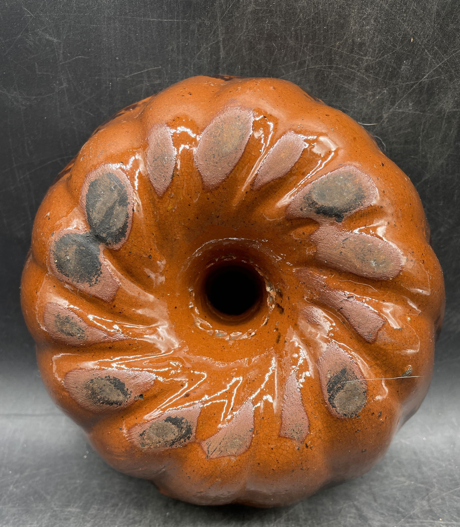 Turks Head Mold Redware Glazed Cake Pudding Mold - 4