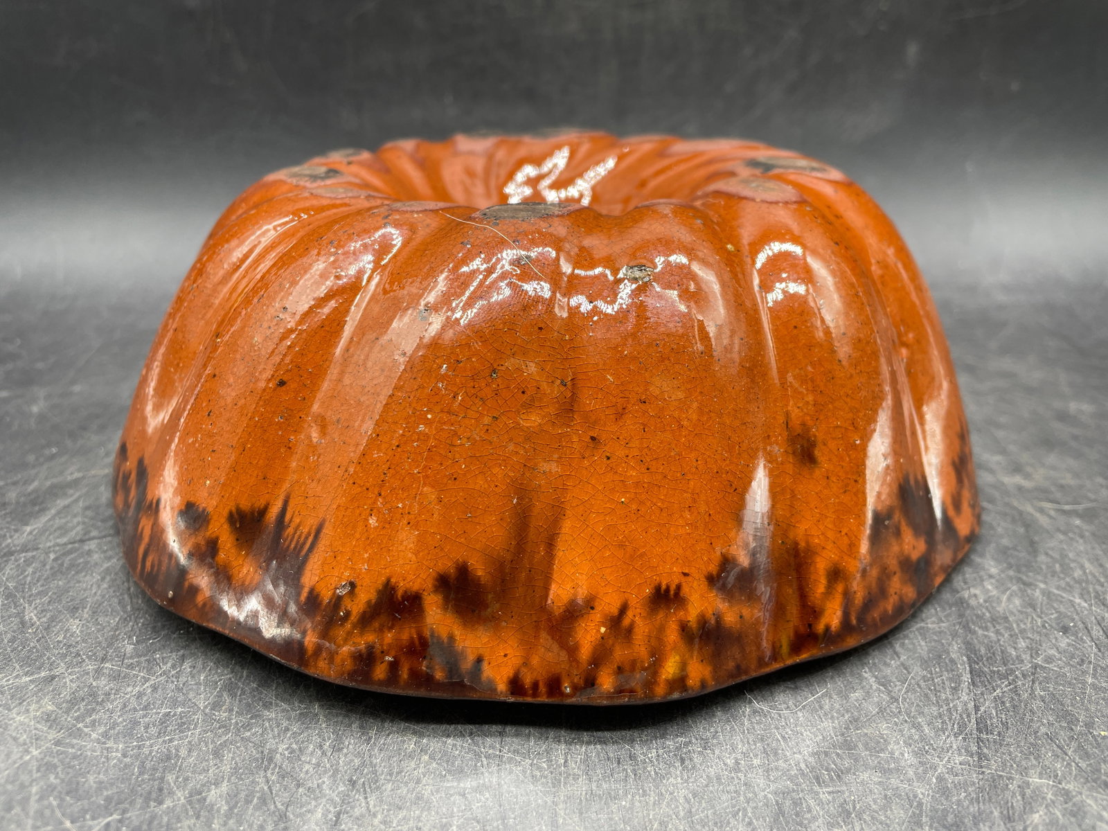 Turks Head Mold Redware Glazed Cake Pudding Mold - 5