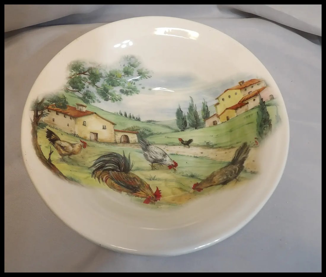 Azzurra Ceramiche Italian Farm Scene Bowl Made in Italy - 5