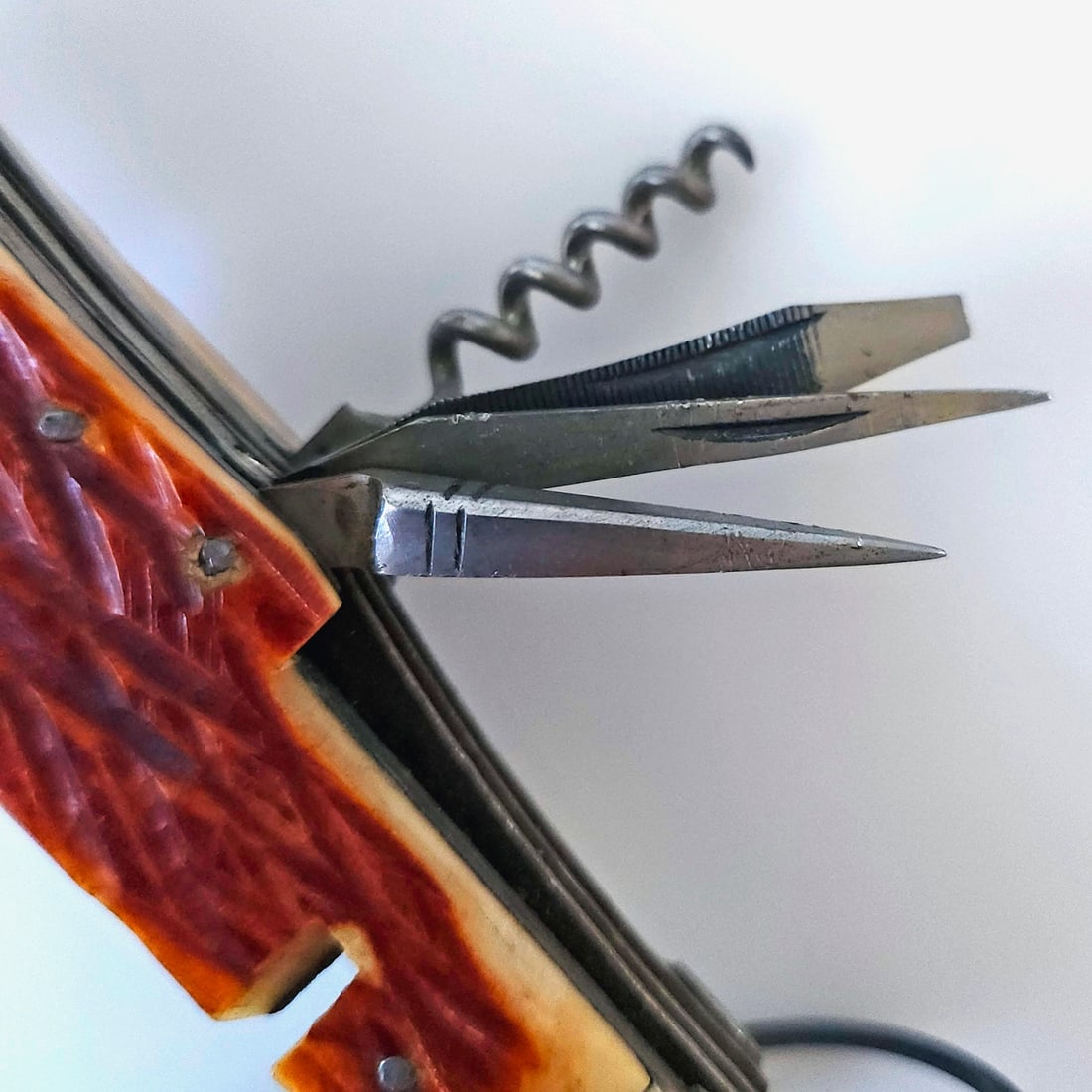 Japanese "Hobo" Multi Tool Camping Knife with Bone Carved Handle - 4