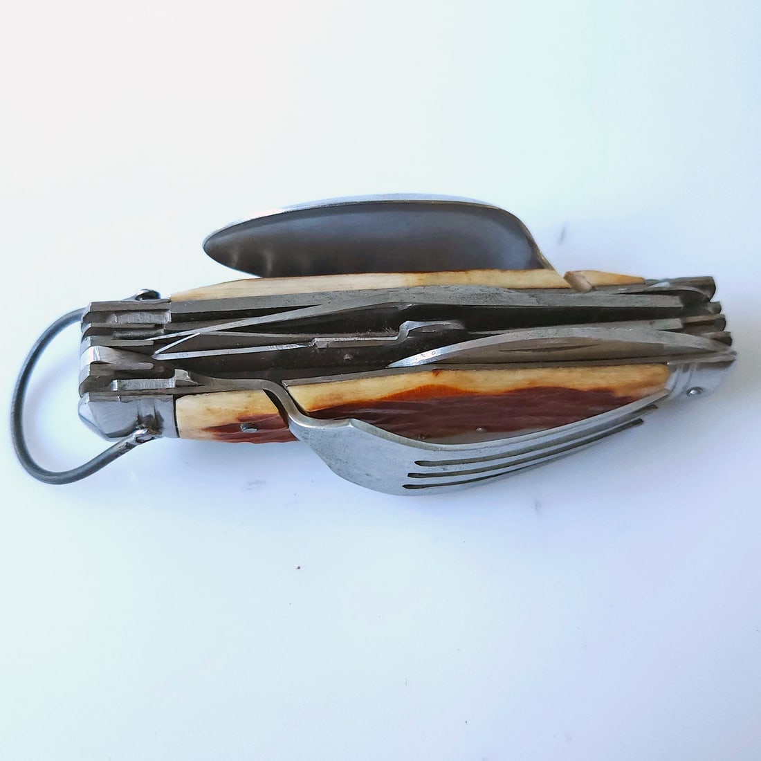 Japanese "Hobo" Multi Tool Camping Knife with Bone Carved Handle - 7