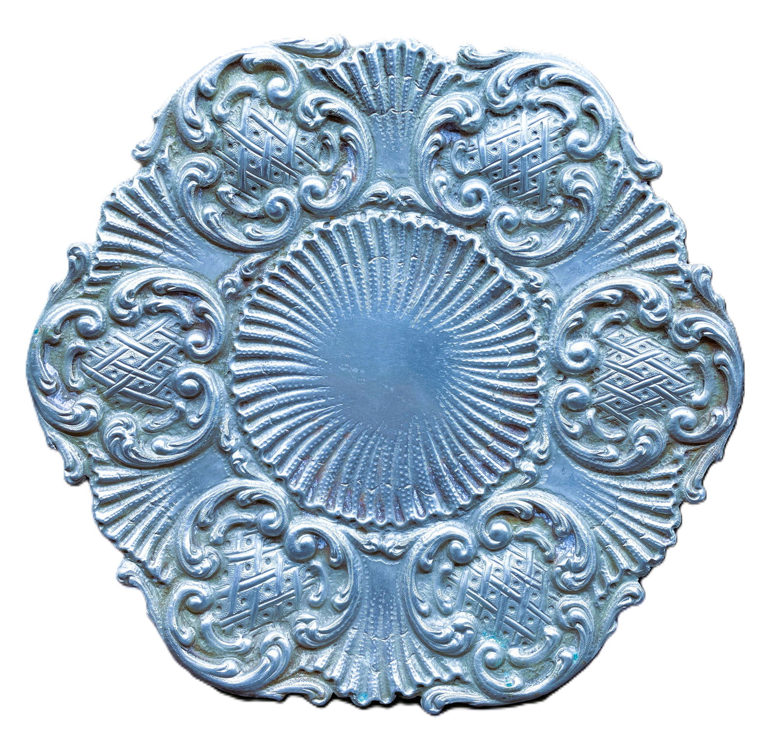 Antique Silver Plate Footed Plateau Stand Tray Ornate Edge, Display - 2