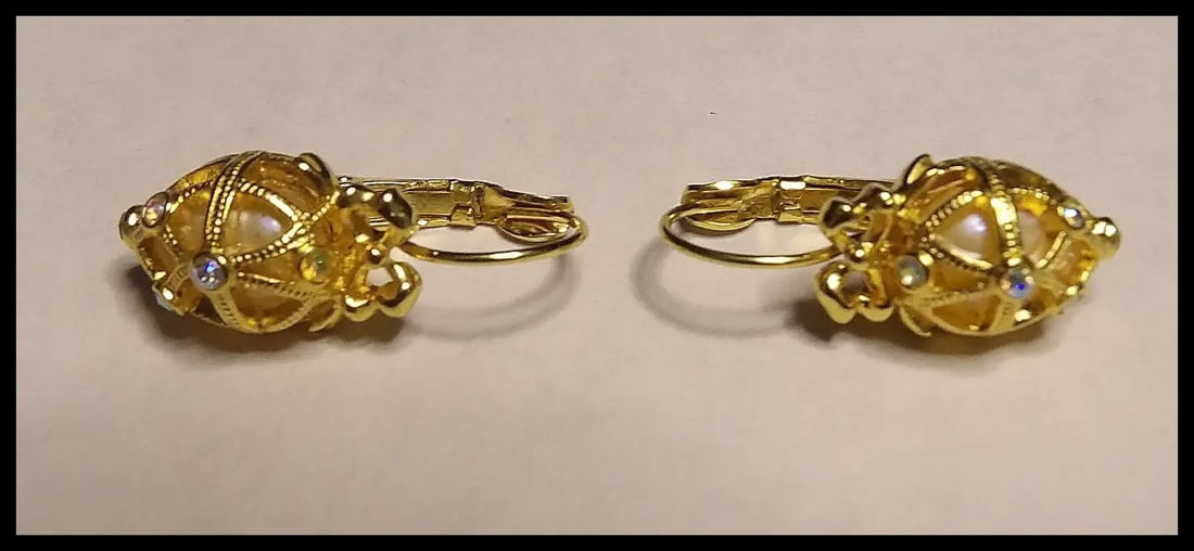 Joan Rivers Gold Tone Secret of the Scroll Egg Dangle Post Faux Pearl Earrings - 2