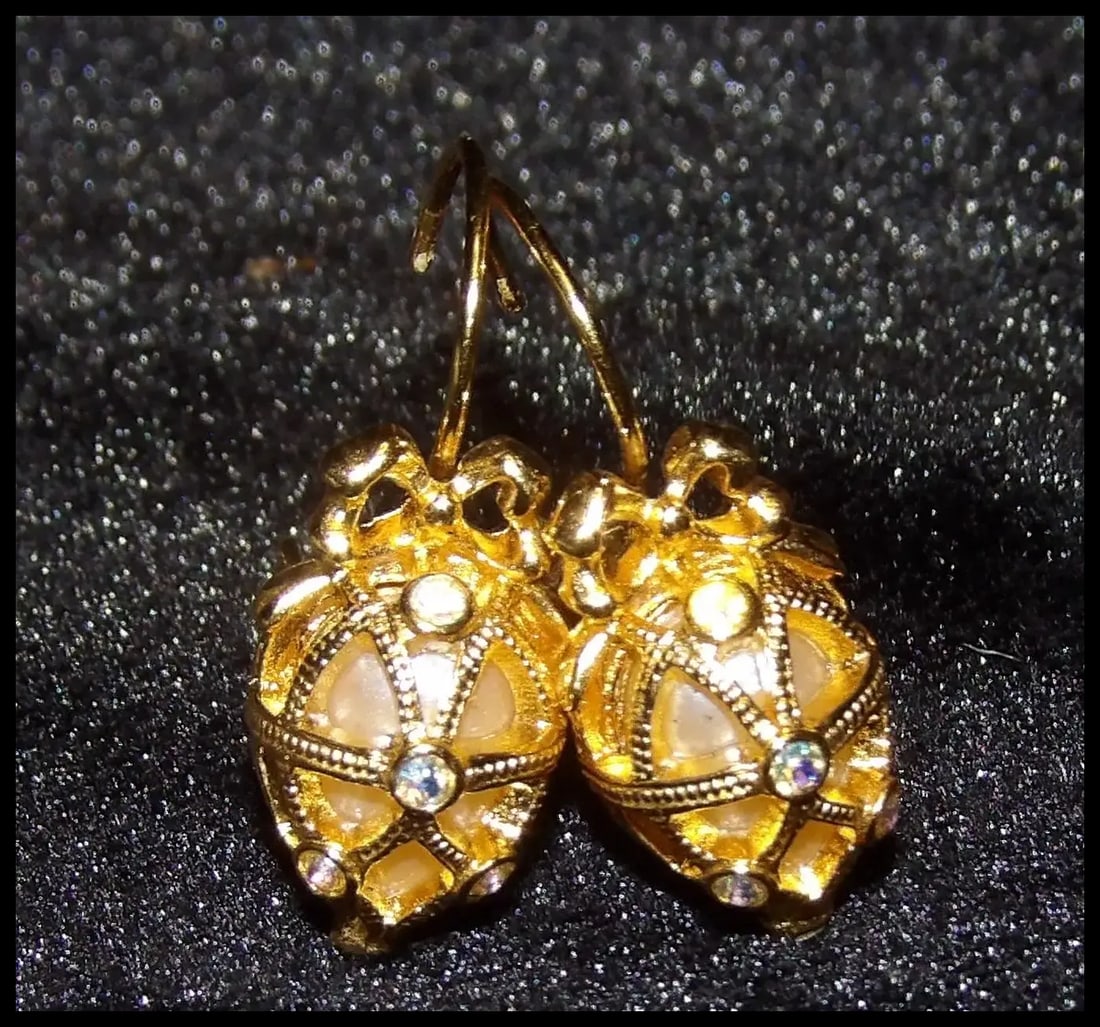 Joan Rivers Gold Tone Secret of the Scroll Egg Dangle Post Faux Pearl Earrings - 3