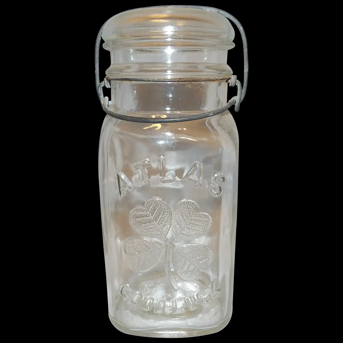 Hazel Atlas One Quart Good Luck Canning Jar with Bail Close (1 of 9)