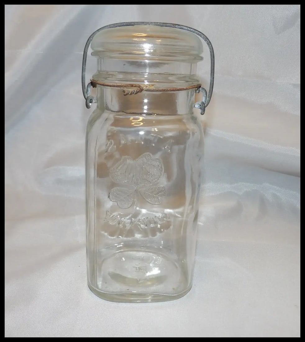 Hazel Atlas One Quart Good Luck Canning Jar with Bail Close - 4