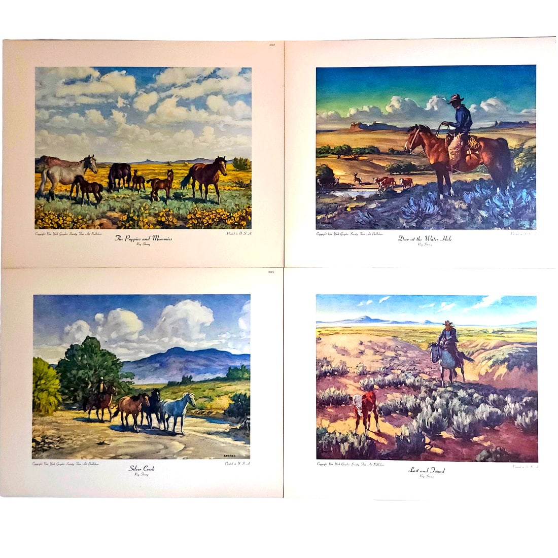 Ray Strang (1893-1957) Western Art Prints Copyrighted New York Graphic Society Fine Art Publishers - 2
