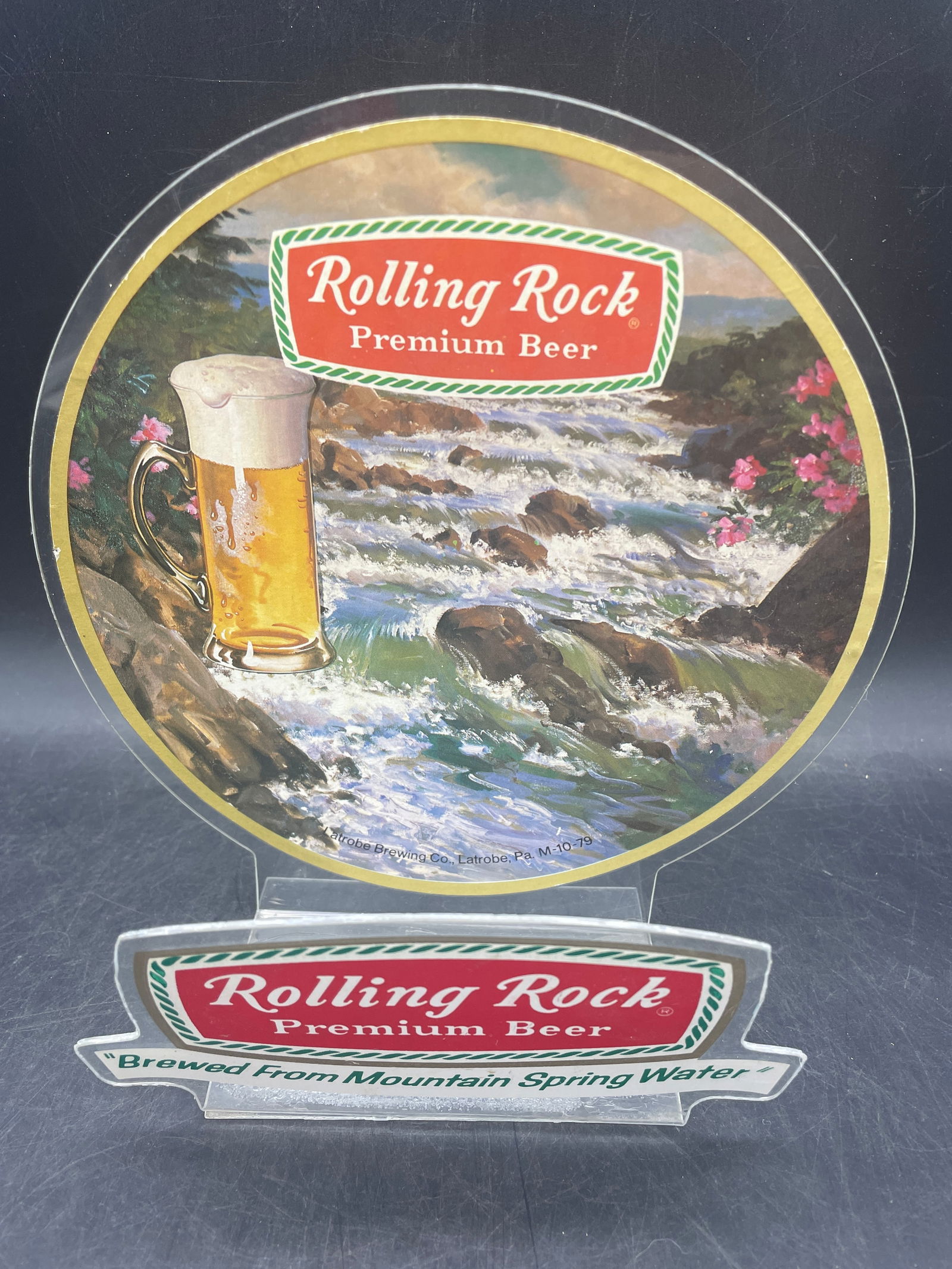 1970s RARE ROLLING ROCK PREMIUM BEER CLEAR PLASTIC NAPKIN HOLDER - 4