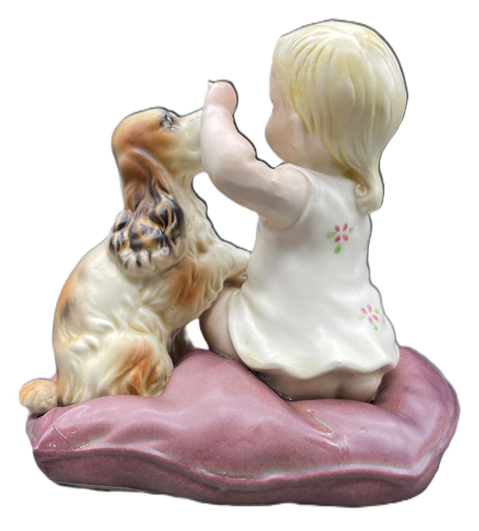 Andrea By Sadek Girl With Spaniel Dog On Pillow Porcelain Figurine 3407 Japan - 4
