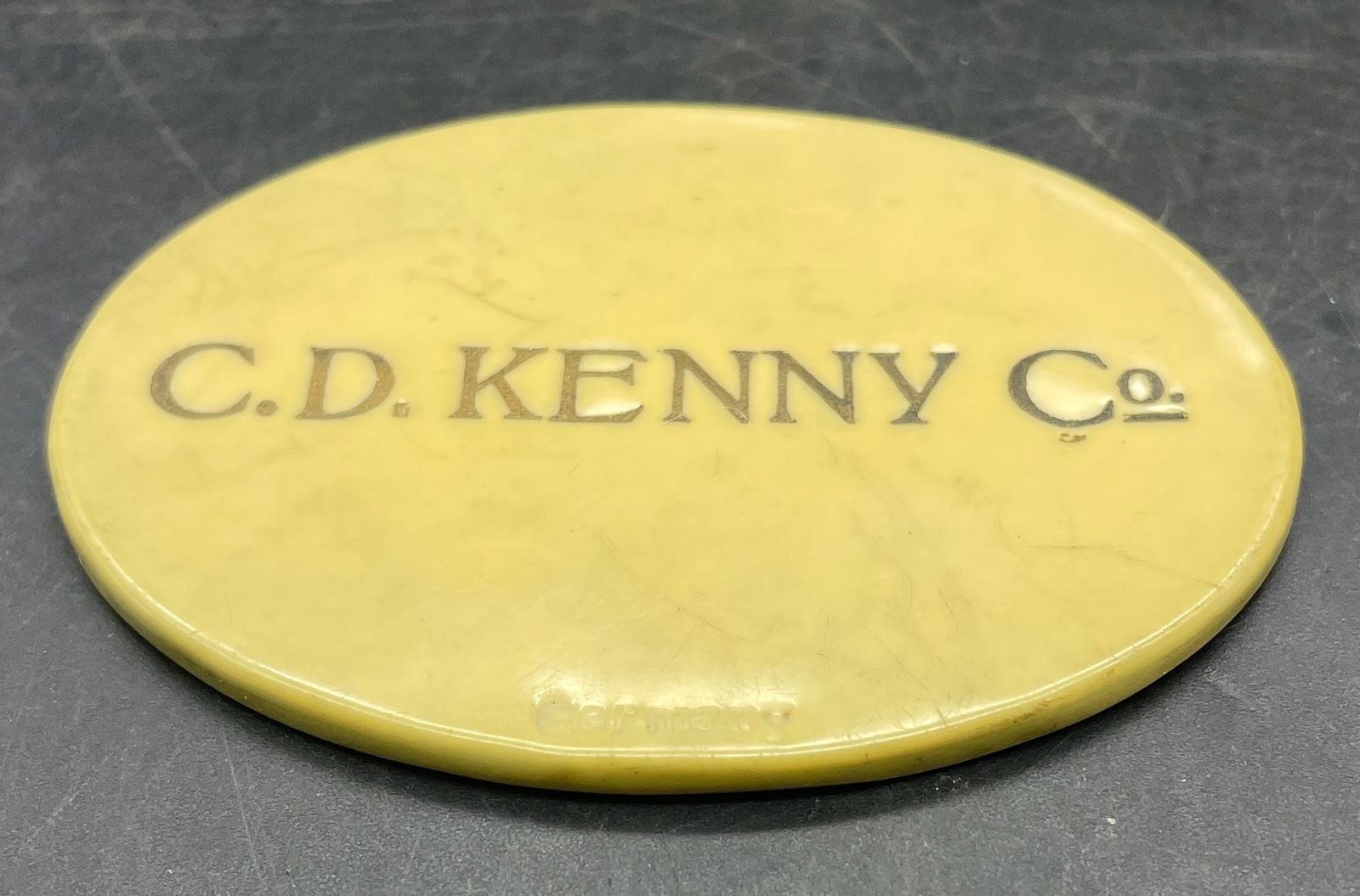 Old Advertising Premium Celluloid Mirror C.D. Kenny CD Coffee Tea Marked Germany - 2