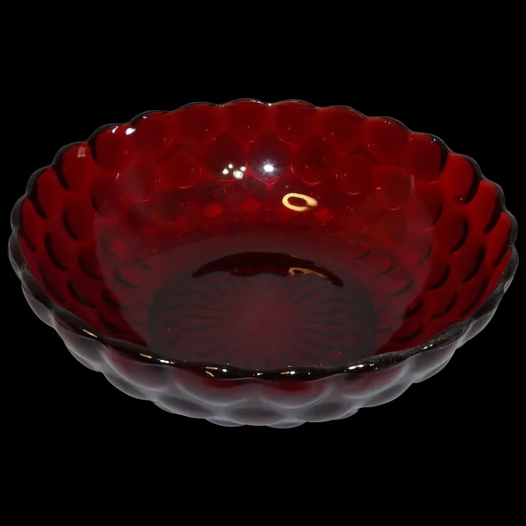 Anchor Hocking Royal Ruby Bubble Glass Vegetable Bowl (1 of 5)