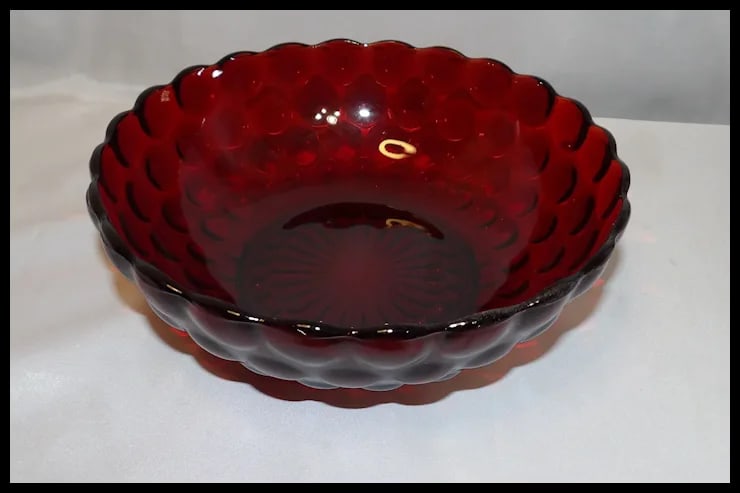 Anchor Hocking Royal Ruby Bubble Glass Vegetable Bowl - 2